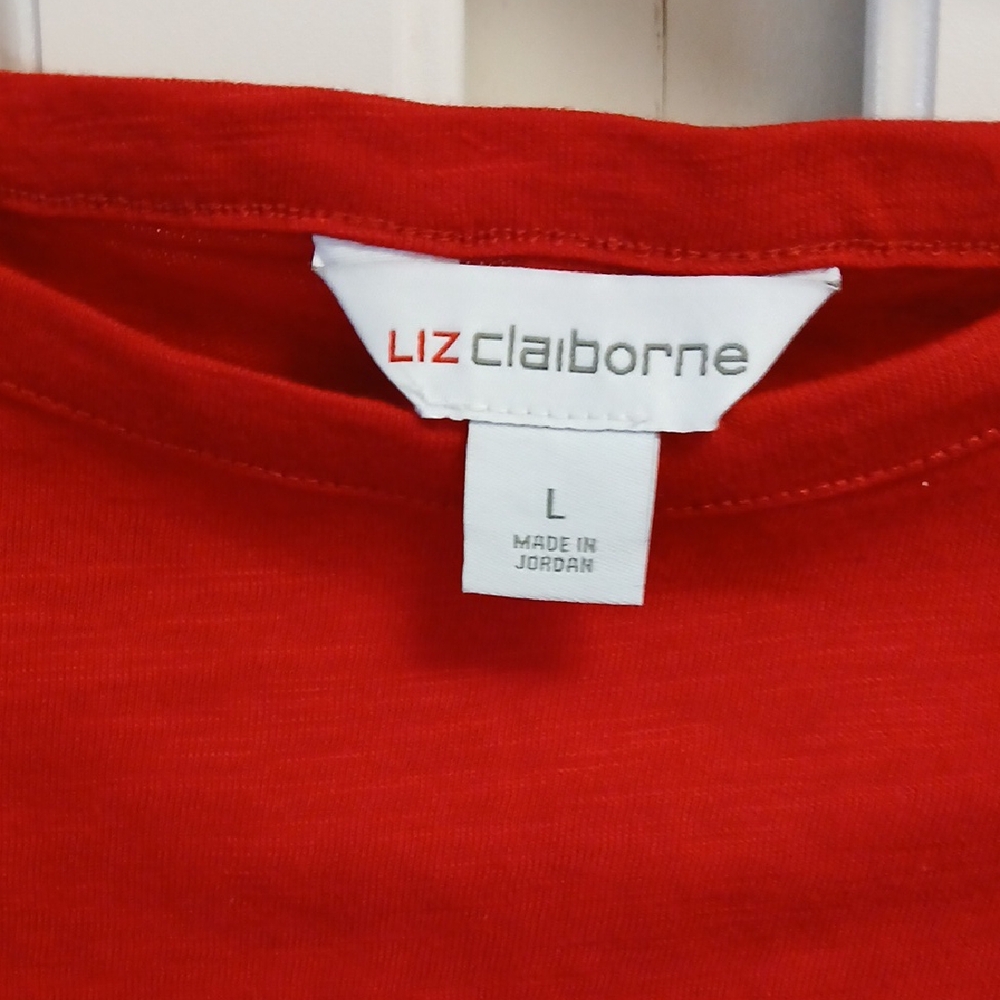 Boat Neckline Liz Claiborne Red Top SZ L  Never worn.
